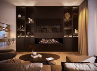 DRU Virtuo 180 Evolve in moderne woonkamer met ingebouwde haardwand
