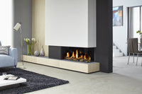 DRU Metro 100XT/2 Eco Wave in moderne woonkamer met ingebouwde haardvlammen