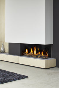 DRU Metro 100XT/2 Eco Wave in moderne woonkamer met ingebouwde gashaard