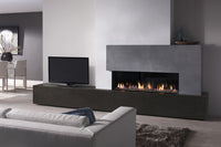 DRU Metro 130XT Eco Wave in moderne woonkamer met ingebouwde gashaard