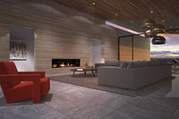 DRU Metro 200XT Tunnel Eco Wave ingebouwde haard in moderne woonkamer