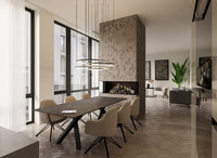 DRU Virtuo 100/3 Evolve ingebouwde haard in moderne eetkamer