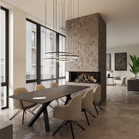 DRU Virtuo 100/3 Evolve in moderne eetkamer met open haard