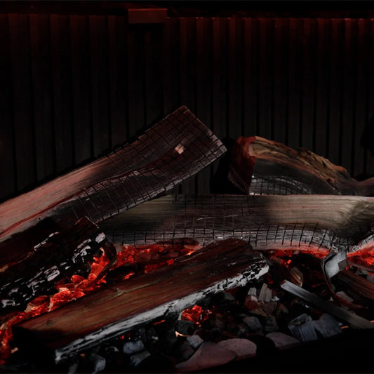 DRU Virtuo 180/2 Evolve met gloeiende houtblokken en asbed