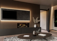DRU Virtuo 100 Evolve ingebouwde haard in moderne woonkamer