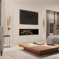 DRU Virtuo 150 Evolve ingebouwd in moderne woonkamer met haardvuur