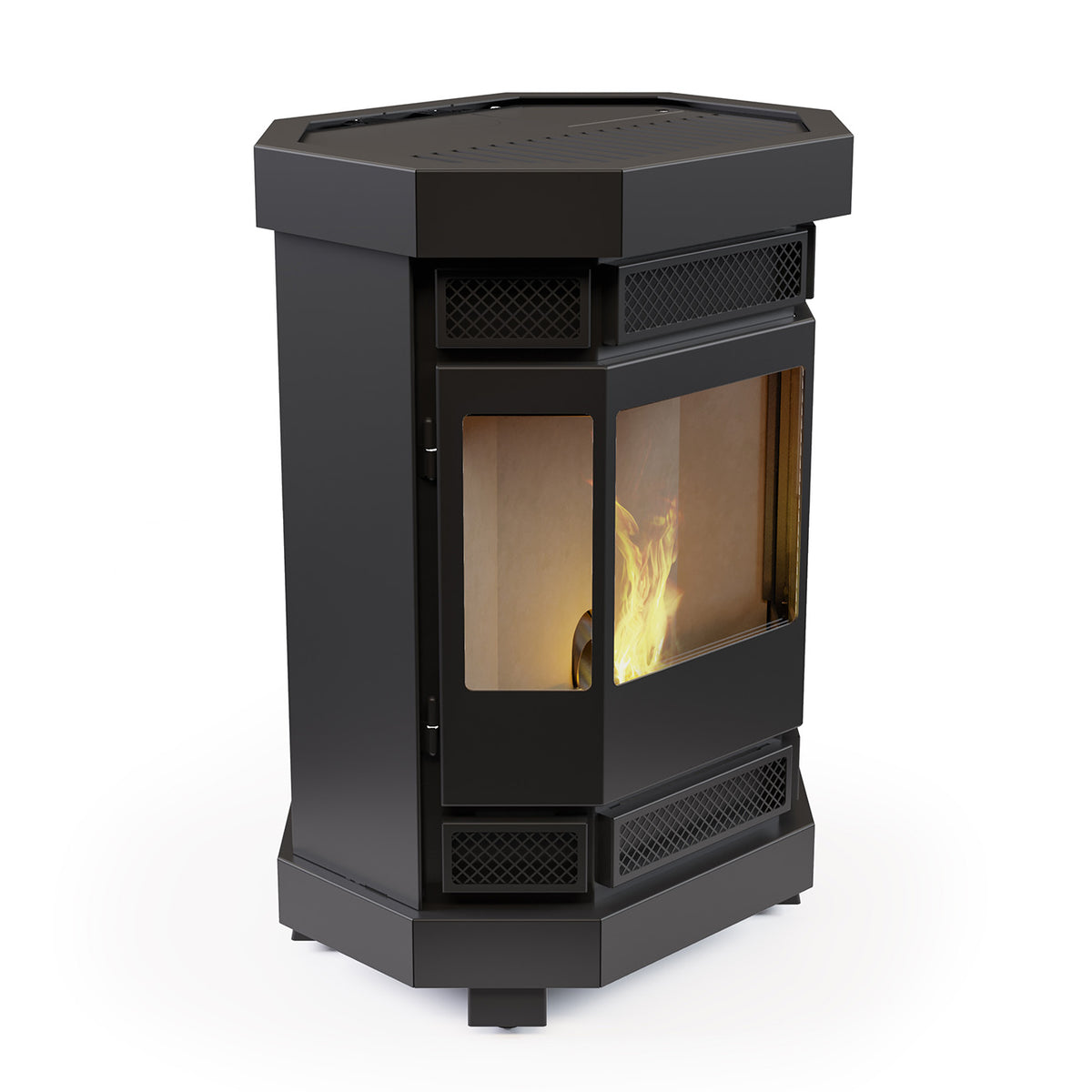 Duroflame Batavia T4.2 pelletkachel met zicht op vlammen