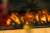 Faber e-BoX 1000/450 I Front met brandende houtblokken