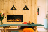 Faber e-BoX 1000/450 I Front in houten wand met vlammen