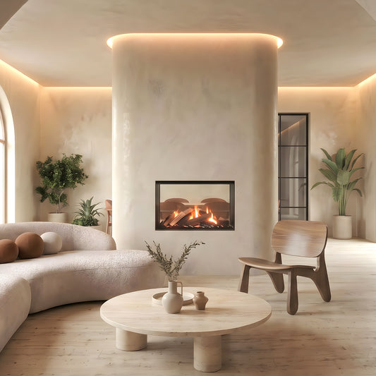 Dimplex e-MatriX 800/500 ST in een moderne woonkamer met ingebouwde haard