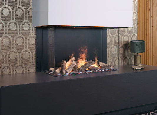 Dimplex e-MatriX 800/500 III driezijdig ingebouwd in moderne woonkamer