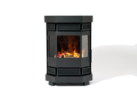 Duroflame Batavia E400 houtkachel met zichtbare vlammen op witte achtergrond