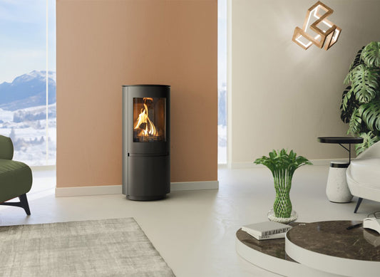 Element4 Ovation Bio in moderne woonkamer met brandend vuur
