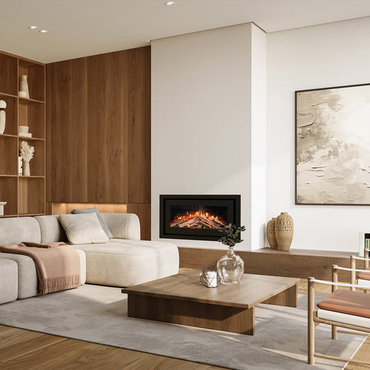 Element4 Elite 90 I E Supreme in moderne woonkamer met ingebouwde haard