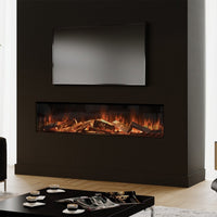 Element4 Elite 180 haard in moderne woonkamer met brandend vuur