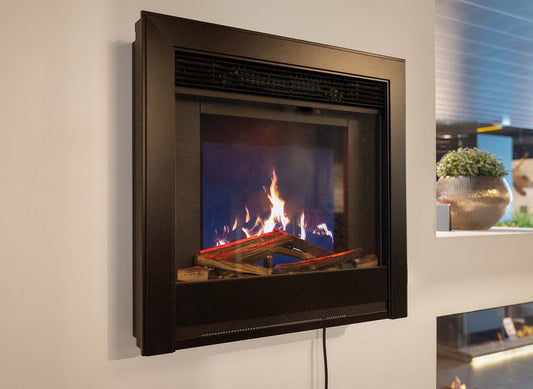Element4 Tivoli 55 E ingebouwde haard met brandende vlammen in een interieur