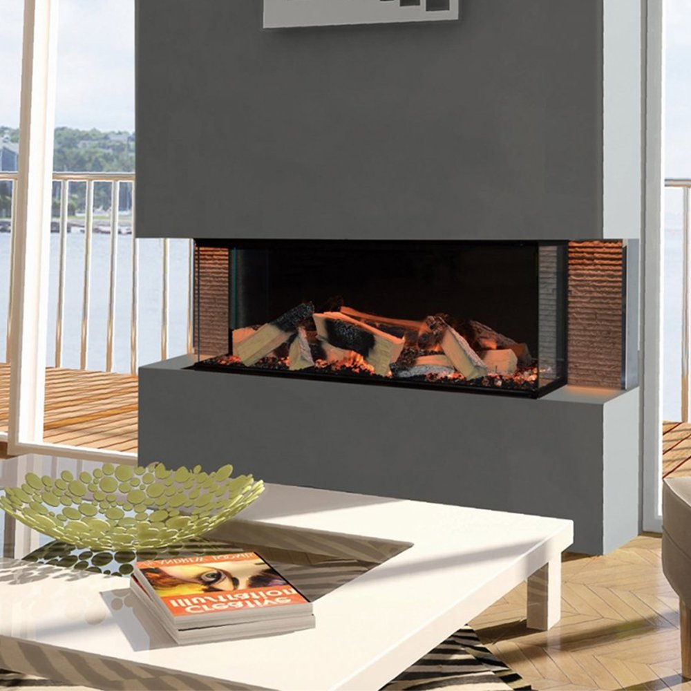 Element4 Club 100 E in moderne woonkamer met ingebouwd haardvuur