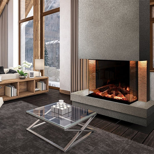 Element4 Club 80H E haard in moderne woonkamer met zicht op vlammen