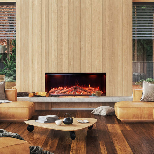 Element4 Elite 125 E Supreme inbouwhaard met brandend vuur in een modern interieur