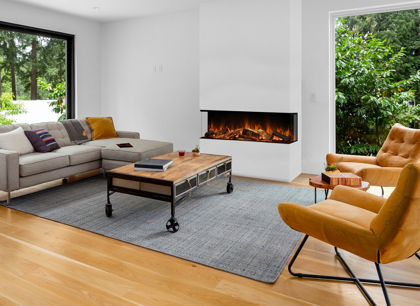 Element4 Elite 100 in moderne woonkamer met ingebouwde haard