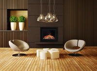 Element4 Elite 80 I E Supreme haard in moderne woonkamer met stoelen