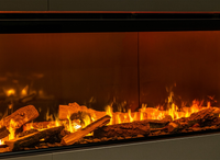 Faber e-Slim Linear 1700/450 l met vlammen en houtblokken
