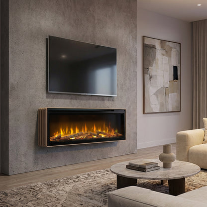 Dimplex Ignite Evolve 50 in moderne woonkamer onder televisie