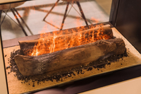 Faber e-Matrix 800/500 ST met brandende houtstammen in glazen haard