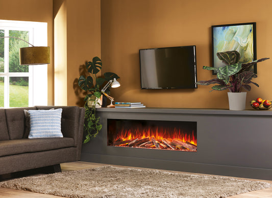 Fair Fires Tru Vizion Solution 1500 in een woonkamer met haardvuur