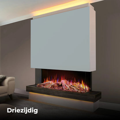 Fair Fires Tru Vizion Solution 1250, driezijdige haard met realistisch vlameffect en moderne afwerking.