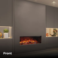 Fair Fires Tru Vizion Solution 1250 in moderne ingebouwde woonkamerwand met vlammen