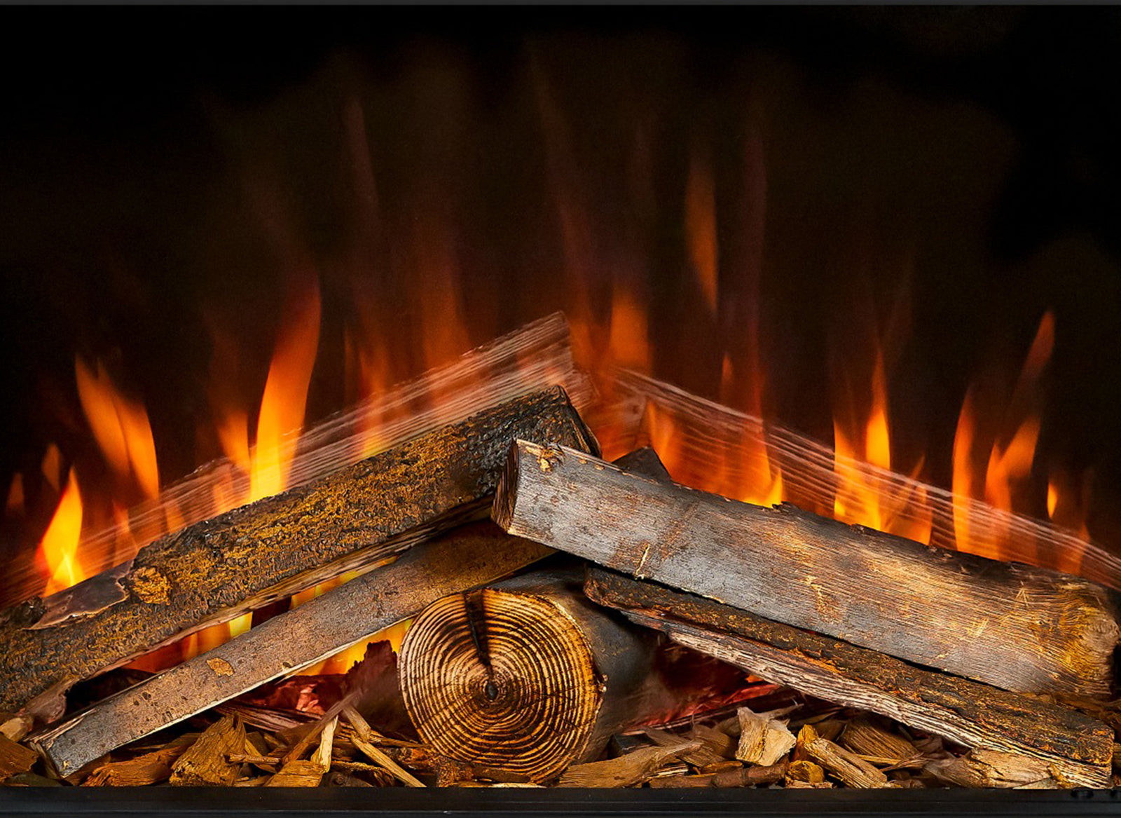 Fair Fires Tru Vizion Solution insert 650 Driezijdig met brandend hout
