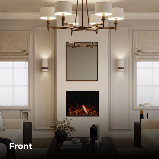 Fair Fires Tru Vizion Pano S 700 in moderne woonkamer met ingebouwde haard