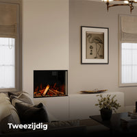 Fair Fires Tru Vizion Pano S 700 in moderne woonkamer met tweezijdig haardvuur