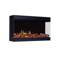 Fair Fires Solution TrueFlame 1000 LCD in zwarte inbouwhaard met vlammen en houtblokken
