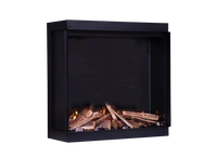 Fair Fires Tru Vizion Pano 700 zwarte haard met vlammen en houtblokken