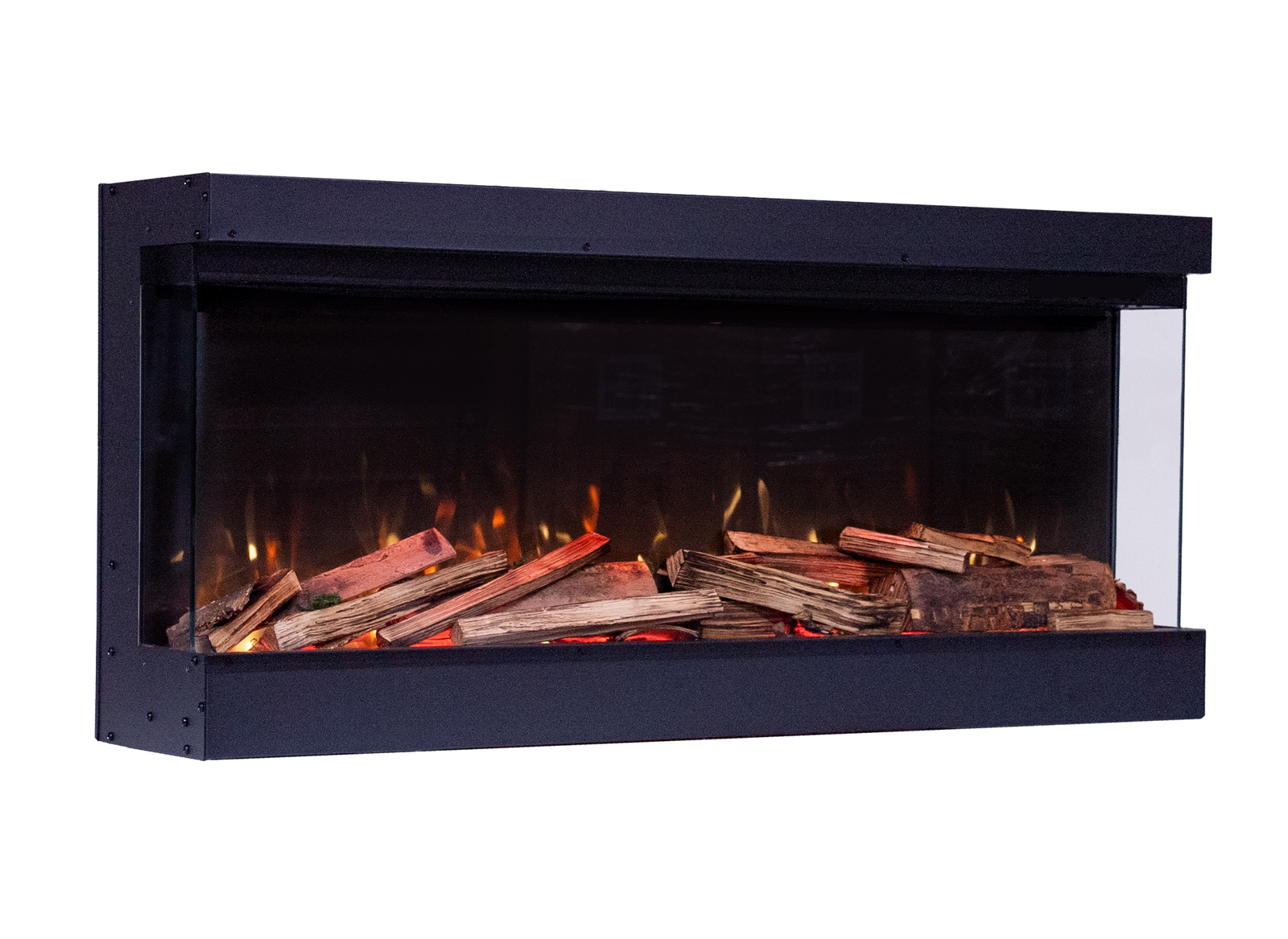 Fair Fires Tru Vizion Pano S 1000 elektrische haard met houtblokken en vlammen