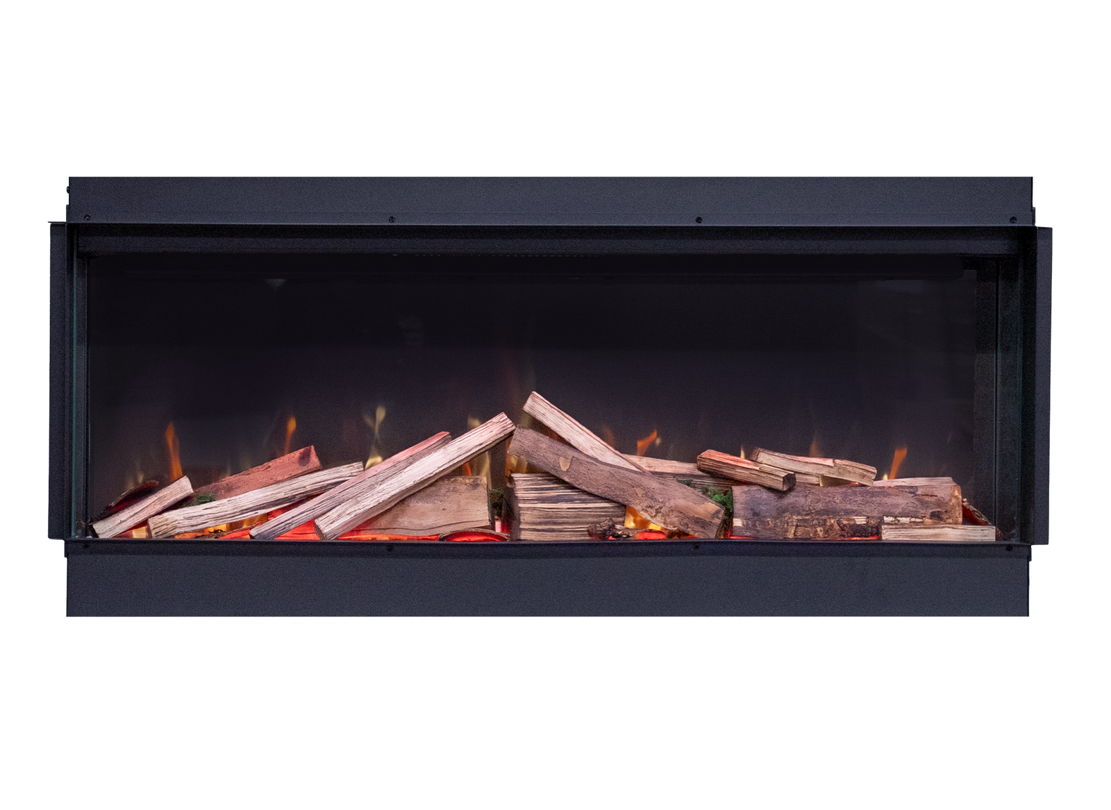 Fair Fires Tru Vizion Pano S 1000 haard met houtblokken en vlammen