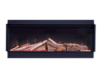 Fair Fires Tru Vizion Pano S 1300 inbouwhaard met houtblokken en vlammen