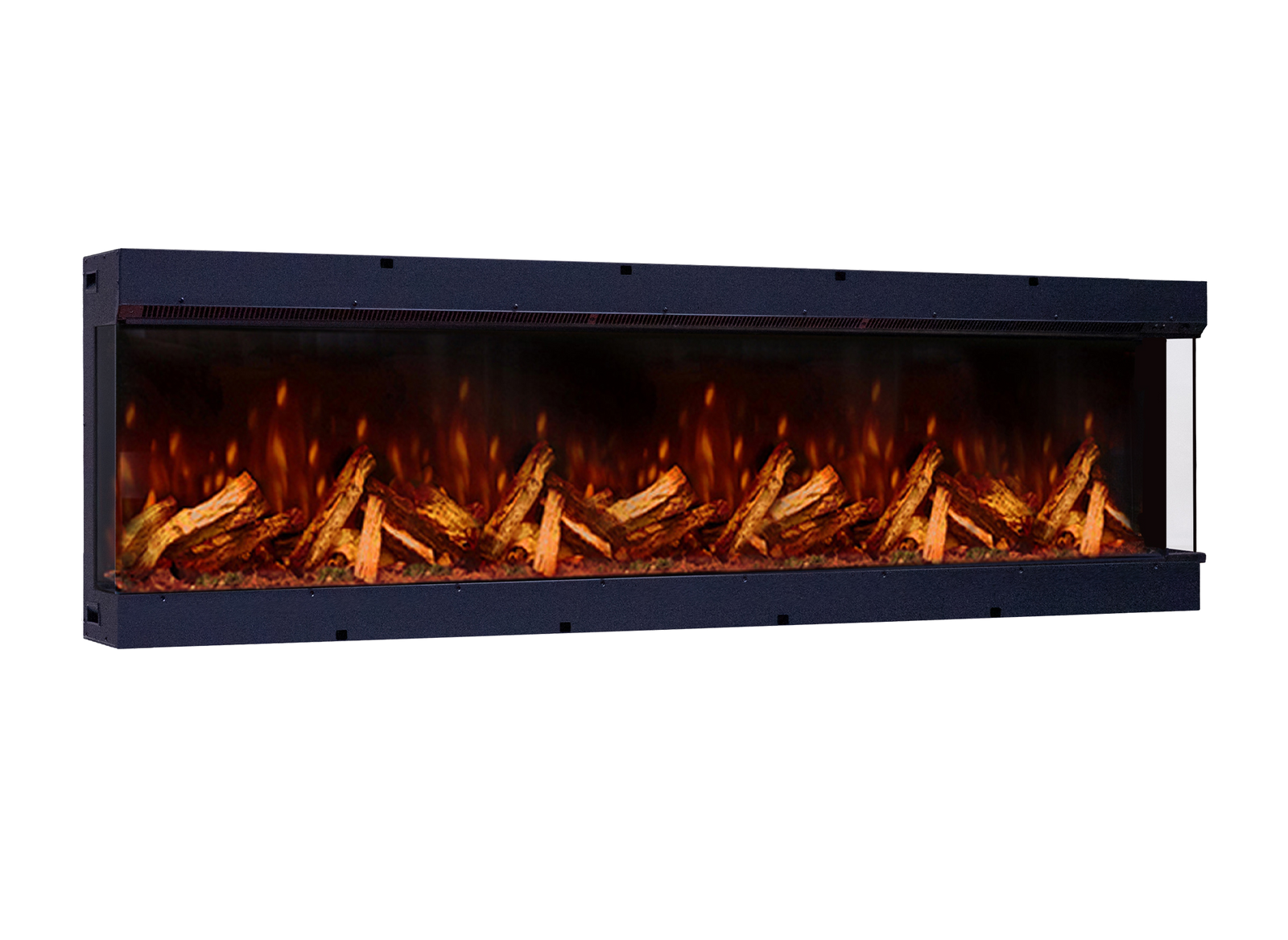 Fair Fires Tru Vizion Pano S 2000 in zwarte inbouwhaard met vlammen en houtblokken
