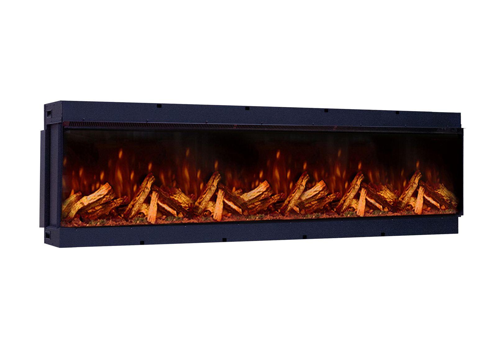 Fair Fires Tru Vizion Pano X 2000 in zwarte inbouwhaard met vlammen en houtblokken
