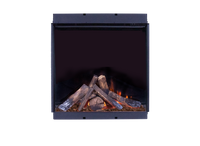 Fair Fires Tru Vizion Pano S 700 in zwarte inbouwhaard met vlammen en houtblokken