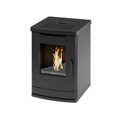 Nordic Fire Finn zwarte kachel met vlammen