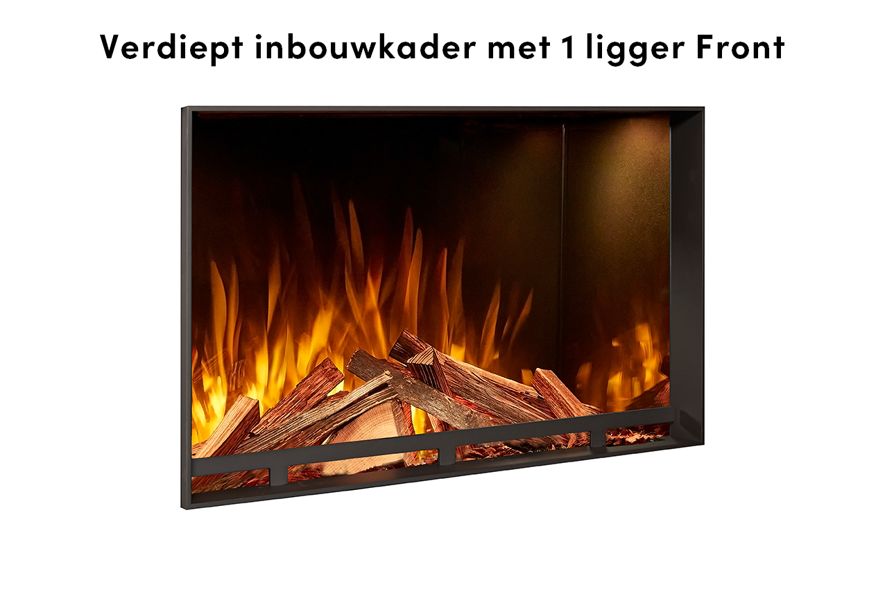 Fair Fires Tru Vizion Solution insert 650 Front met vlammen en houtblokken