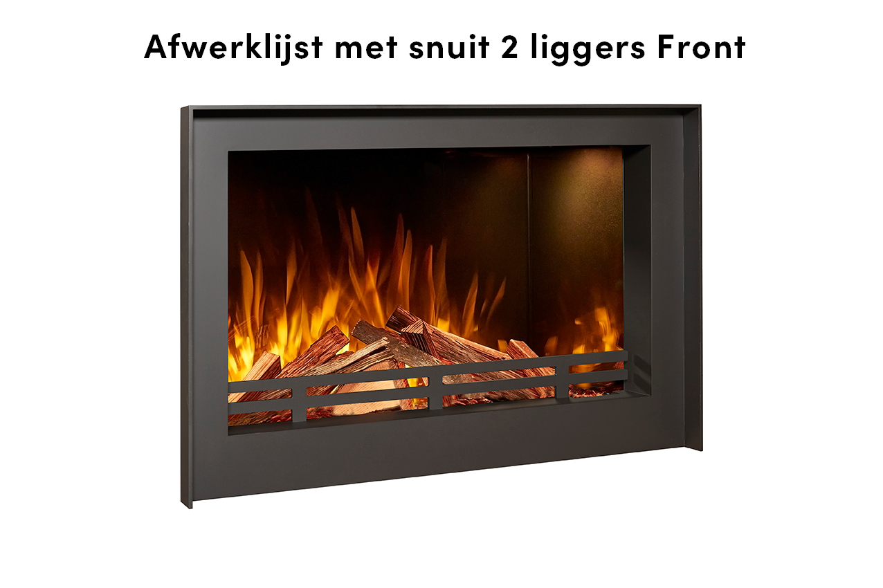 Fair Fires Tru Vizion Solution insert 650 Front in zwarte inbouwhaard met vlammen en houtblokken