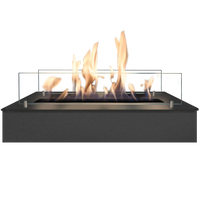 Xaralyn bio-ethanol brander L met lip, zwarte brander met vlammen en glazen afscherming