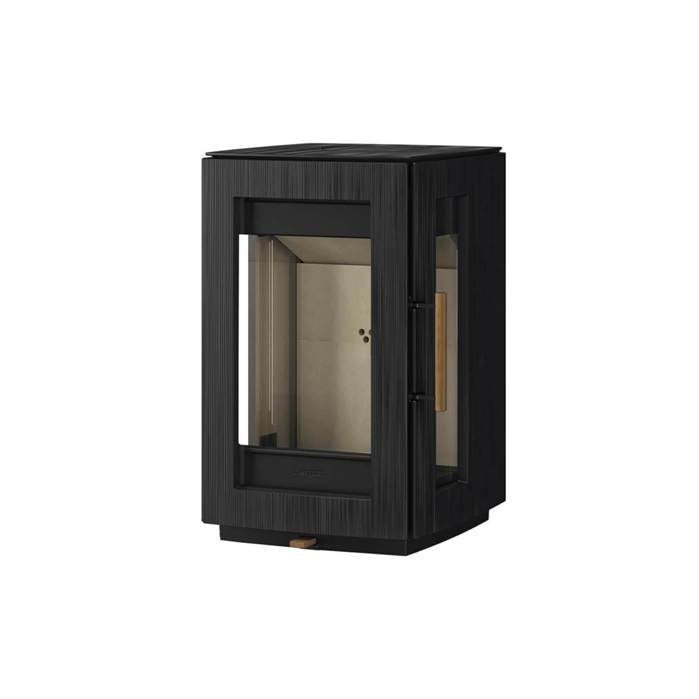 Hergom Glow hangend zwarte hangkachel met glazen deur