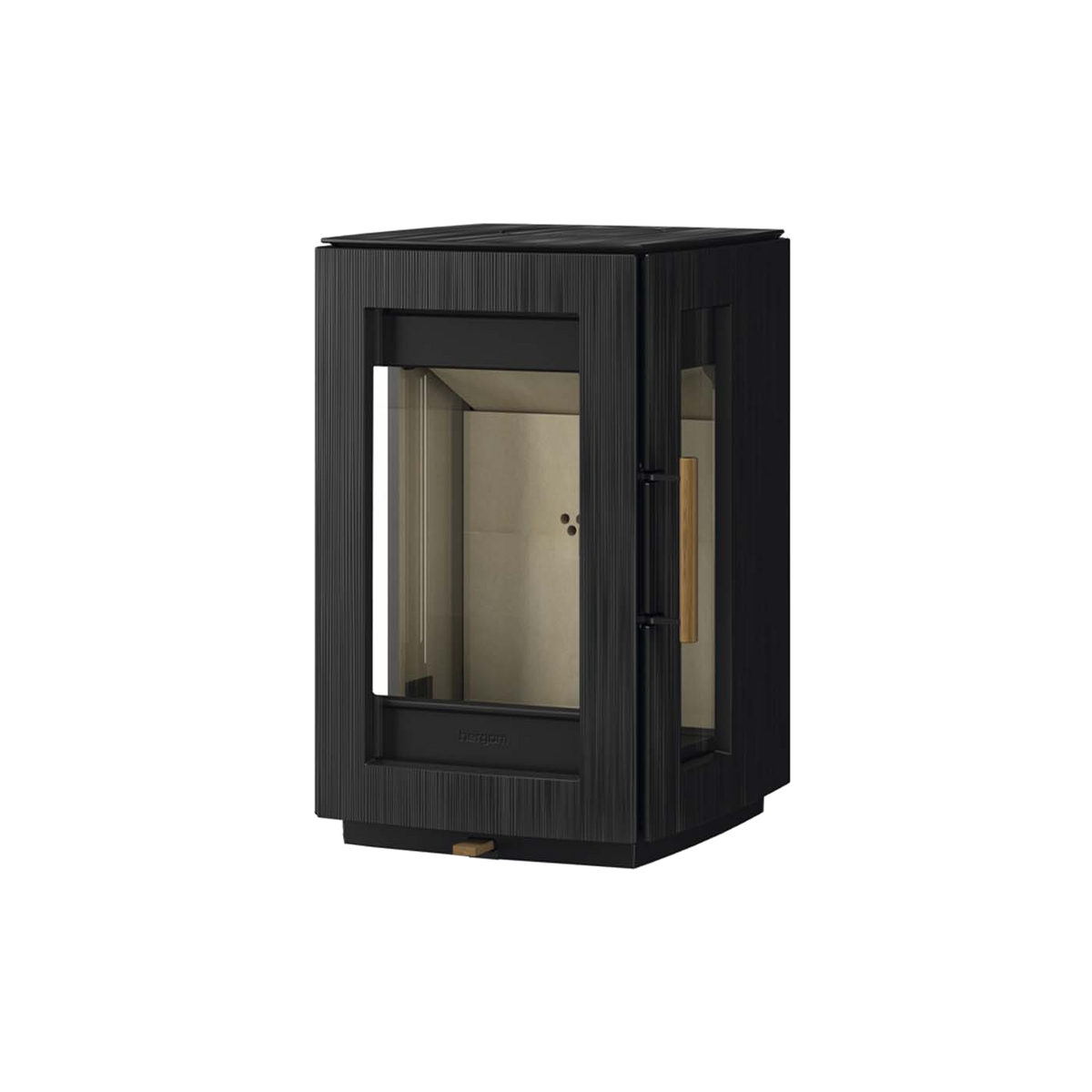 Hergom Glow hangend zwarte hangkachel met glazen deur