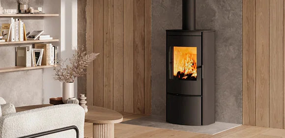 Nordic Fire Brend kachel in moderne woonkamer met brandend vuur