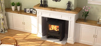 Nordic Fire Cottage CV in witte schouw met brandend vuur